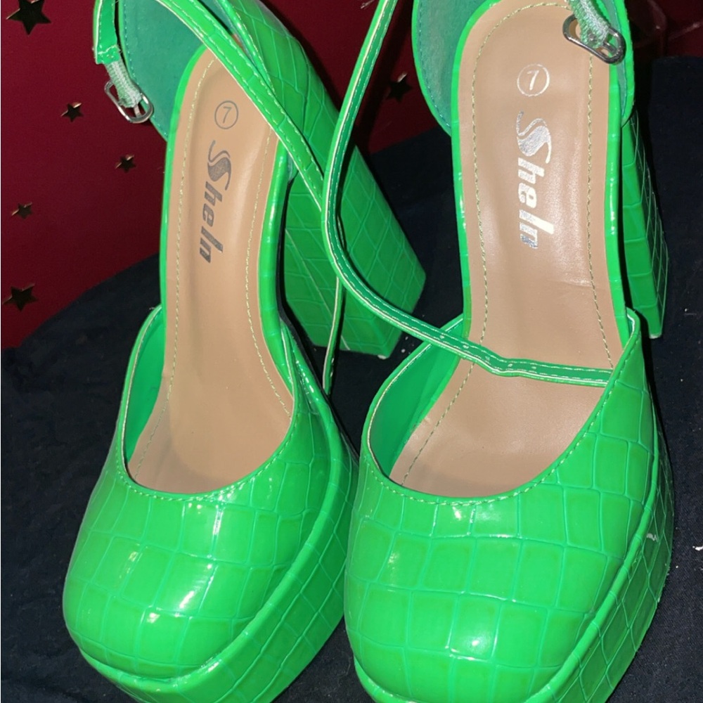SHEIN Bright Green Platform Shoes